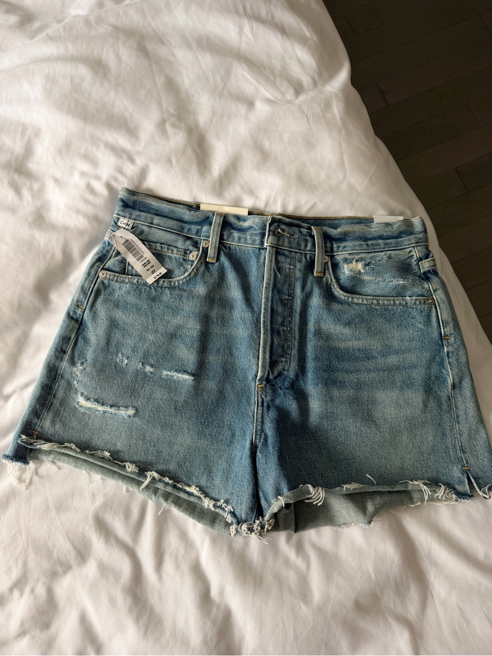 Citizens Of Humanity Light Blue Distressed Denim Shorts